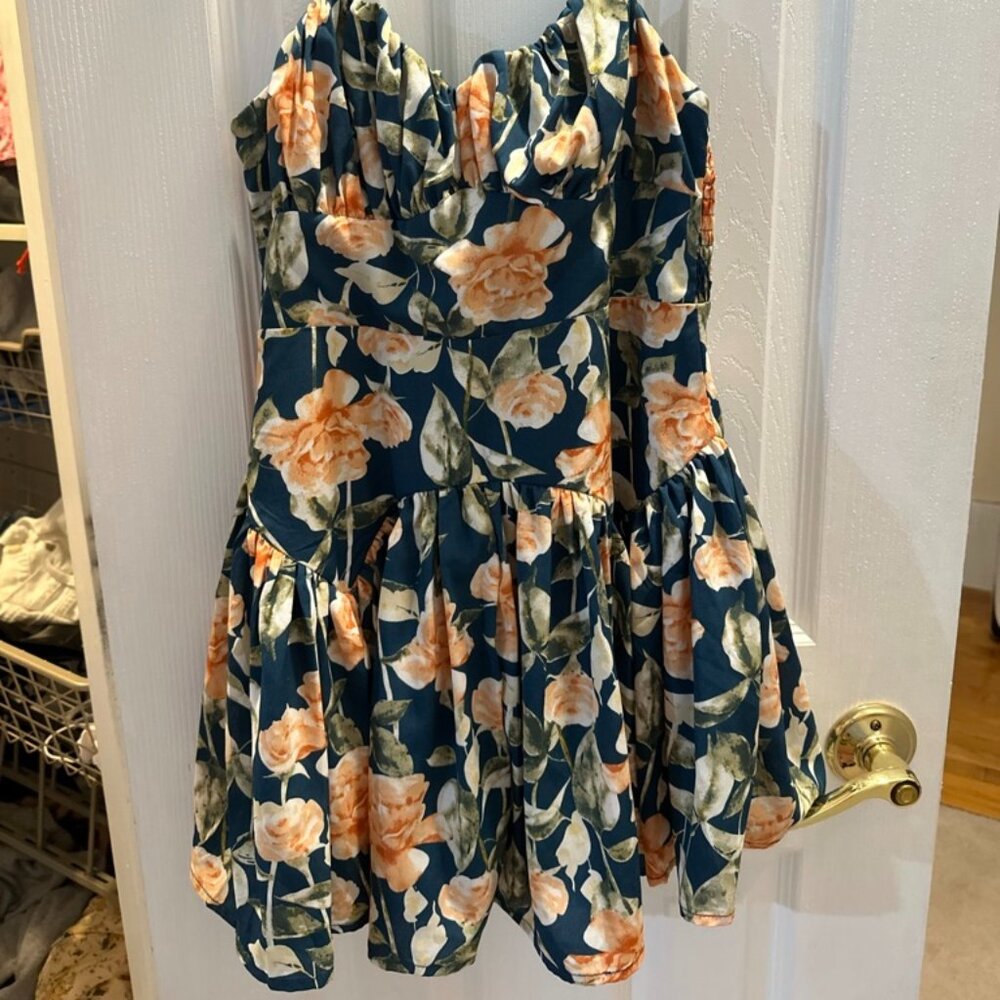 LUXXEL Blue Floral Dress